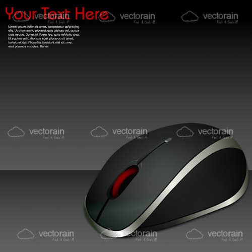 Modern Computer Mouse in Black with Sample Text